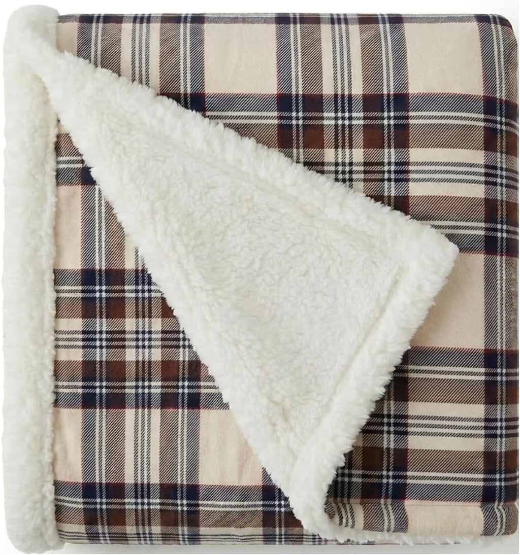 Eddie Bauer - Sherpa Reverse Throw Blanket for Bed or Couch, 50 X 60