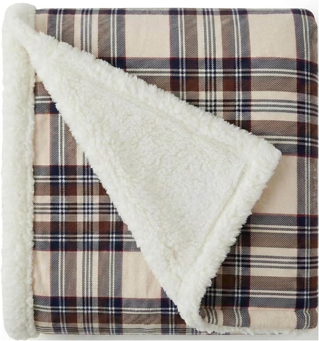 Eddie Bauer - Sherpa Reverse Throw Blanket for Bed or Couch, 50 X 60