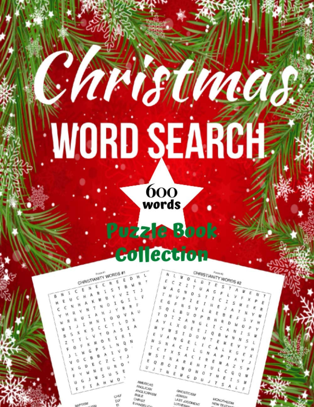 CHRISTMAS WORD SEARCH PUZZLE BOOK COLLECTION: Large Print for Seniors Adults Teens and Kids with More 600 Words to Find Pages 8,5X11" Gift for Christmas