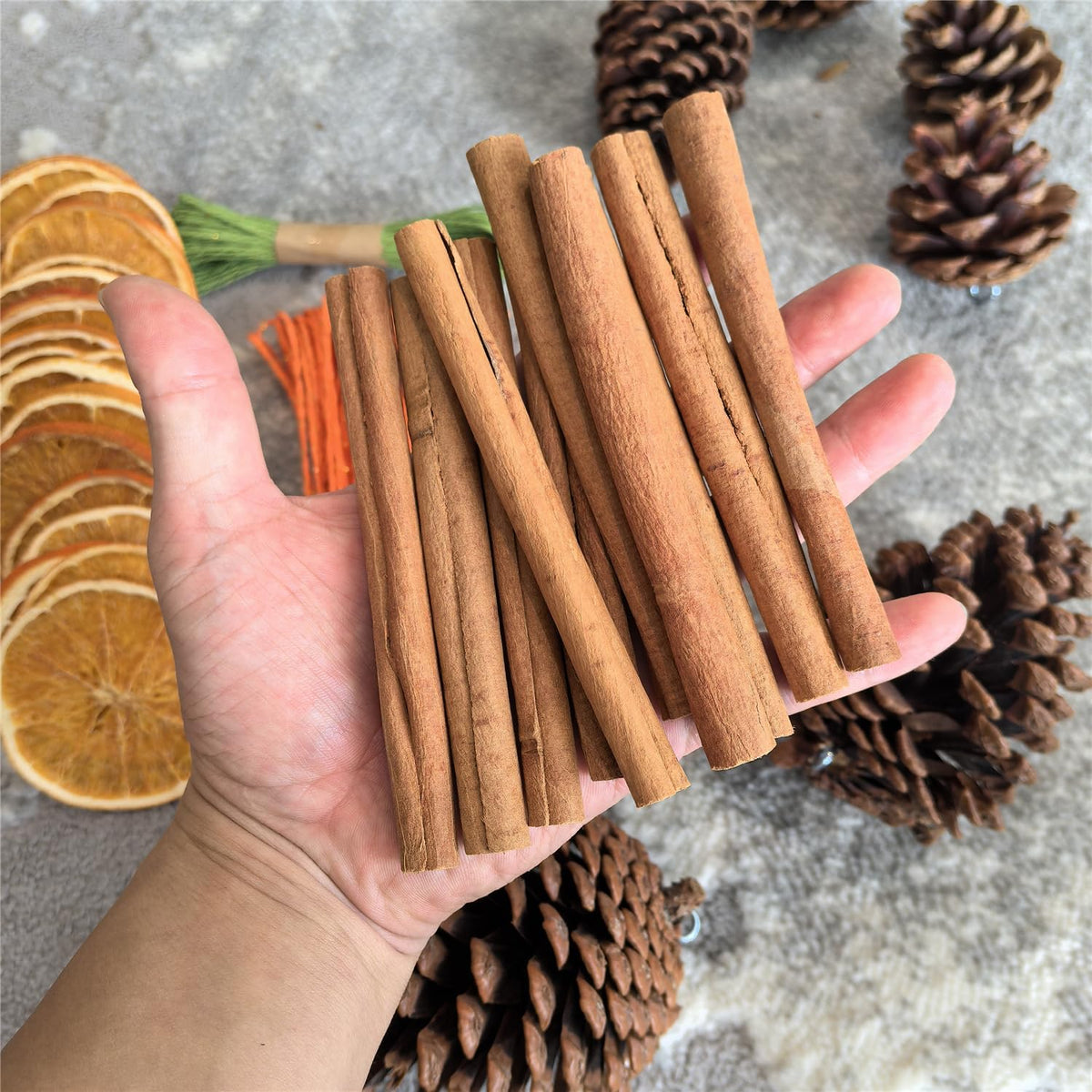 Natural Christmas DIY Decor Crafts Kit with Dried Orange Slices *25-30 Pcs, Cinnamon Sticks *12, Pine Cones *6-8, Gift Box Set, DIY Holiday Decorations for Christmas Wreaths, Tree Ornaments, Home