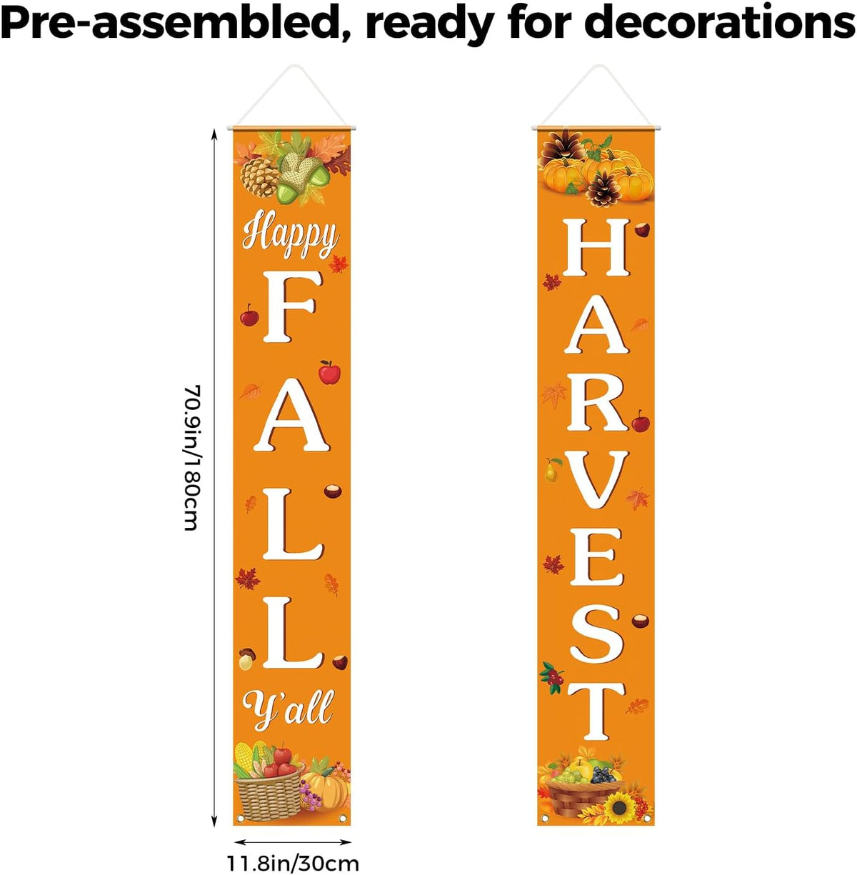 Happy Fall Welcome Porch Banner, 72×12 – view 2