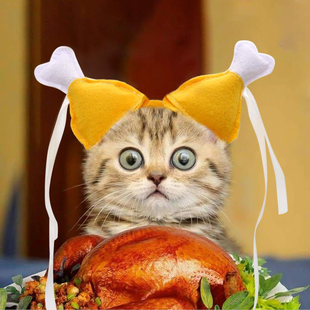Thanksgiving Cat Costume 2 Pack - Pet Turkey Hat Thanksgiving Apparel for Cats and Small Dogs