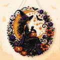 9.8In Shiny Acrylic Safe Diamond Art Hanging Suncatcher Kit - Witch, Black Cat, Ghost Reading, Pumpkin Designs - DIY Rhinestone Ornament, Wall, Outdoor Indoor Decorative, Cute Halloween Stuff, Ghost Decor Gift for Kids