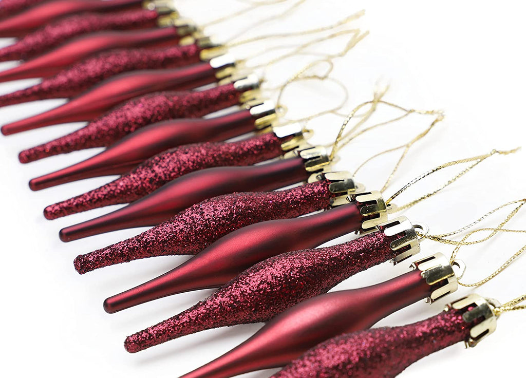 Droplet Baubles, Matte & Glitter, Rioja Red, Pack of 15 – view 4