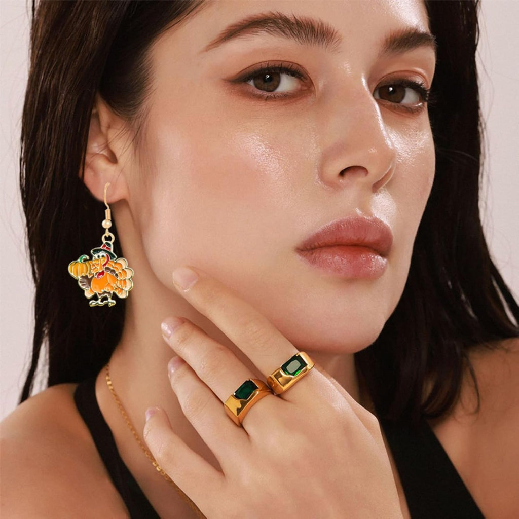 Thanksgiving Fall Earrings for Women Lightweight Autumn Maple Leaf Thanksgiving Earrings Cute Funny Pumpkin Turkey Earrings