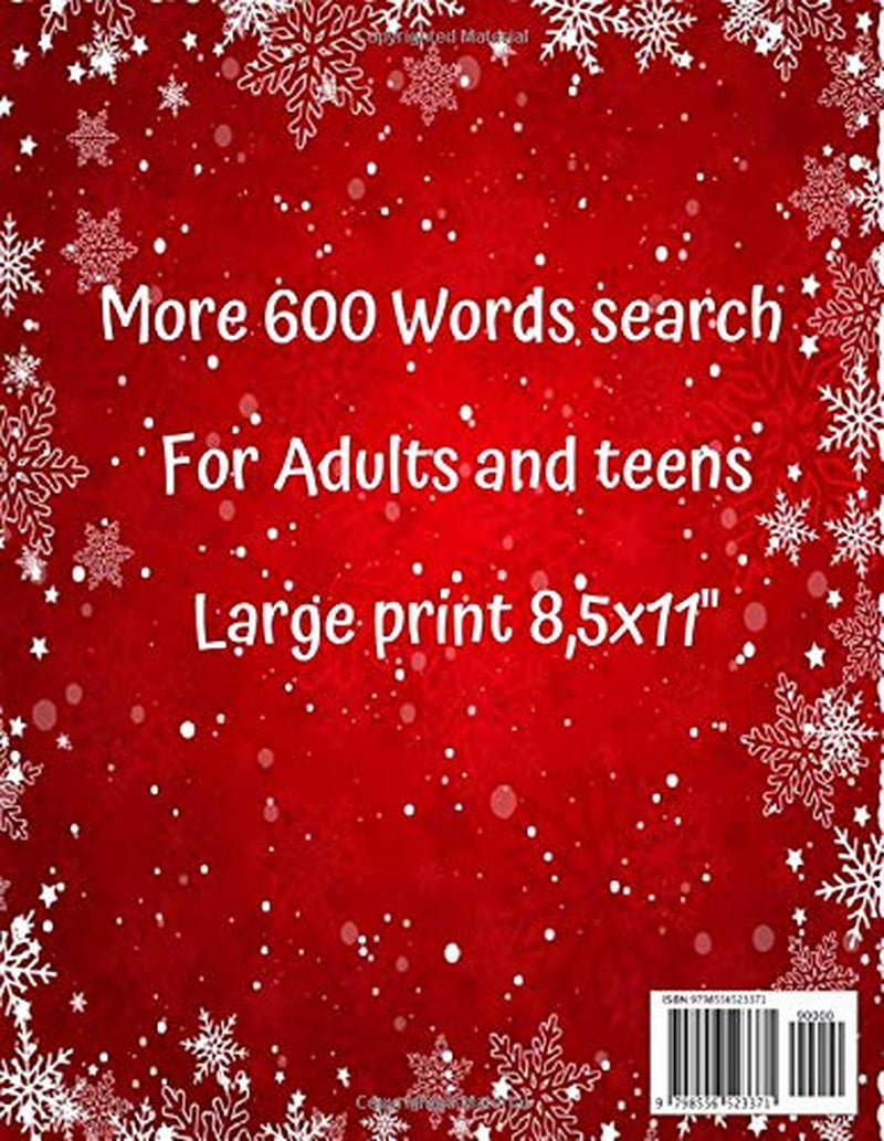 CHRISTMAS WORD SEARCH PUZZLE BOOK COLLECTION: Large Print for Seniors Adults Teens and Kids with More 600 Words to Find Pages 8,5X11" Gift for Christmas
