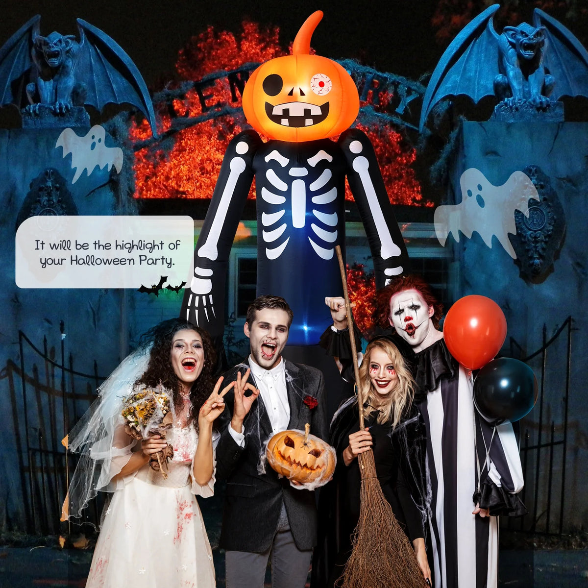 9FT Halloween Inflatables Decorations, Large Halloween Decorations Outdoor Halloween Yard Inflatables