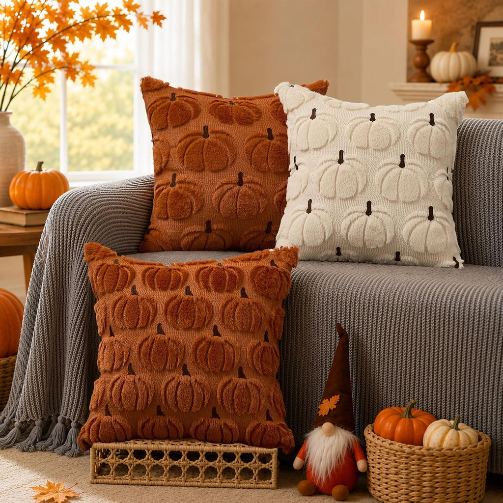 Rust Brown Pumpkin Pillow Covers, 18×18, Set of 2 – view 4
