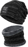 Mens Womens Winter Beanie Hats Warm Neck Warmer Scarf Set
