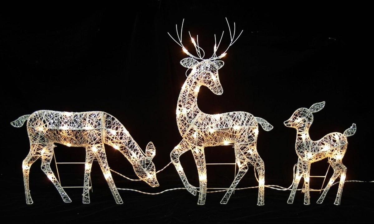 Lighted Glittered Deer Family, 30", Set of 3 – view 2