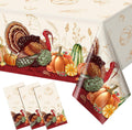 3 Pack Thanksgiving Disposable Tablecloth for Rectangle Tables, Plastic Thanksgiving Turkey Tablecloth Party Supplies, Pumpkin Table Cover for Fall Thanksgiving Harvest Party Decorations, 54X108 Inch