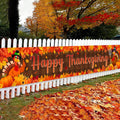 Large Happy Thanksgiving Banner, Turkey Maple Leaf Pumpkin Thanksgiving Fence Yard Lawn Banner Outdoor Decorations Party Supplies