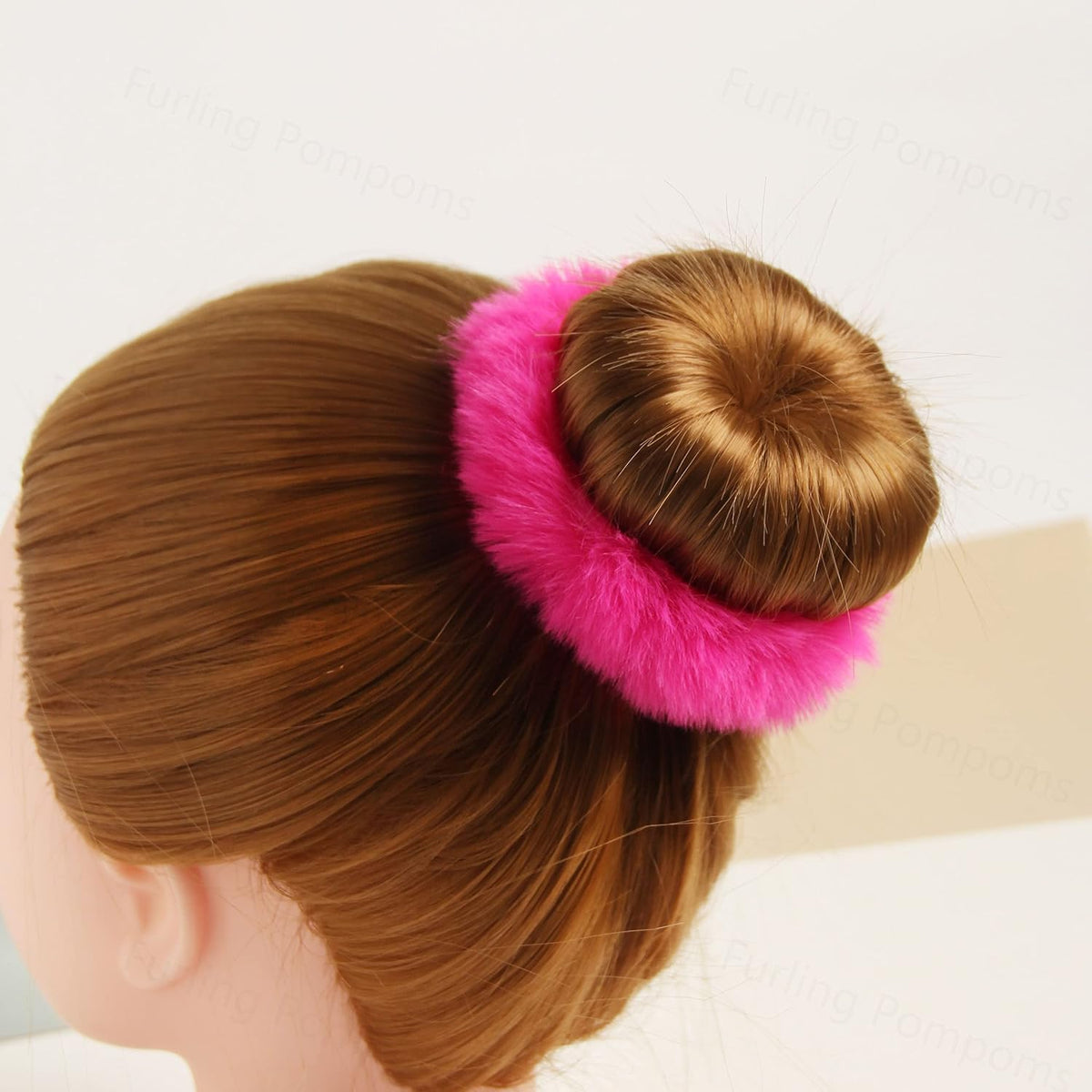 2Pcs Pack Furry Faux Rabbit Fur Hair Scrunchies Artificial Fur Hair Bobbles Elastic Hair Band Rope Wristband Ponytail Accessories Hot Pink