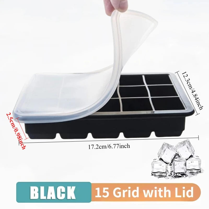 Safe Silicone Ice Cube Molds with Lid Spherical Ice Molds Reusable Whiskey Ice Cube Molds Cocktail Freezer DIY Homemade Barware