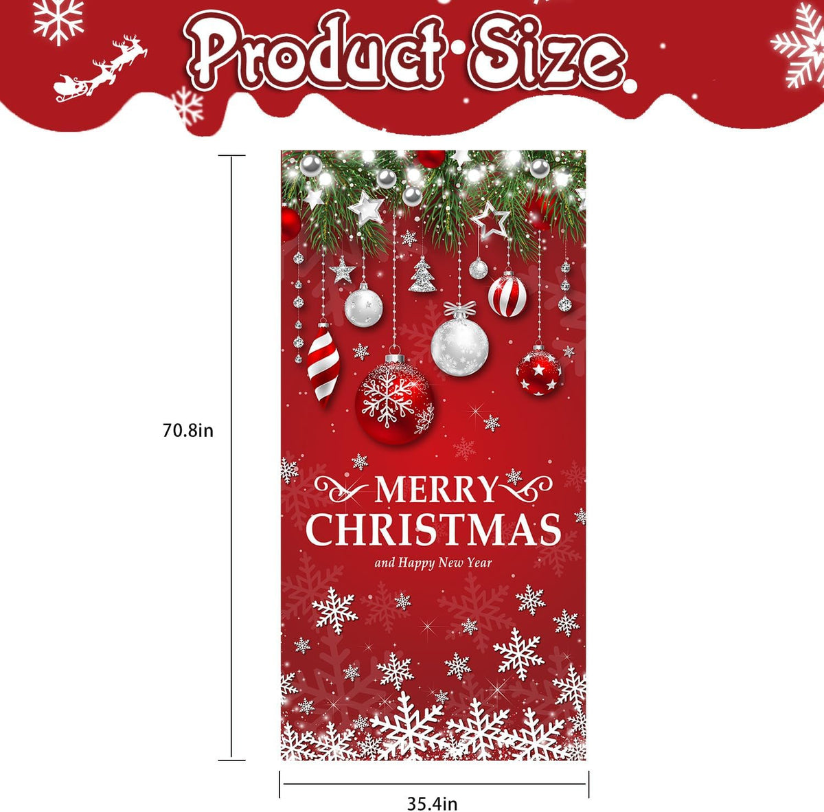 Retro Merry Christmas Door Cover, 71×35" – view 2