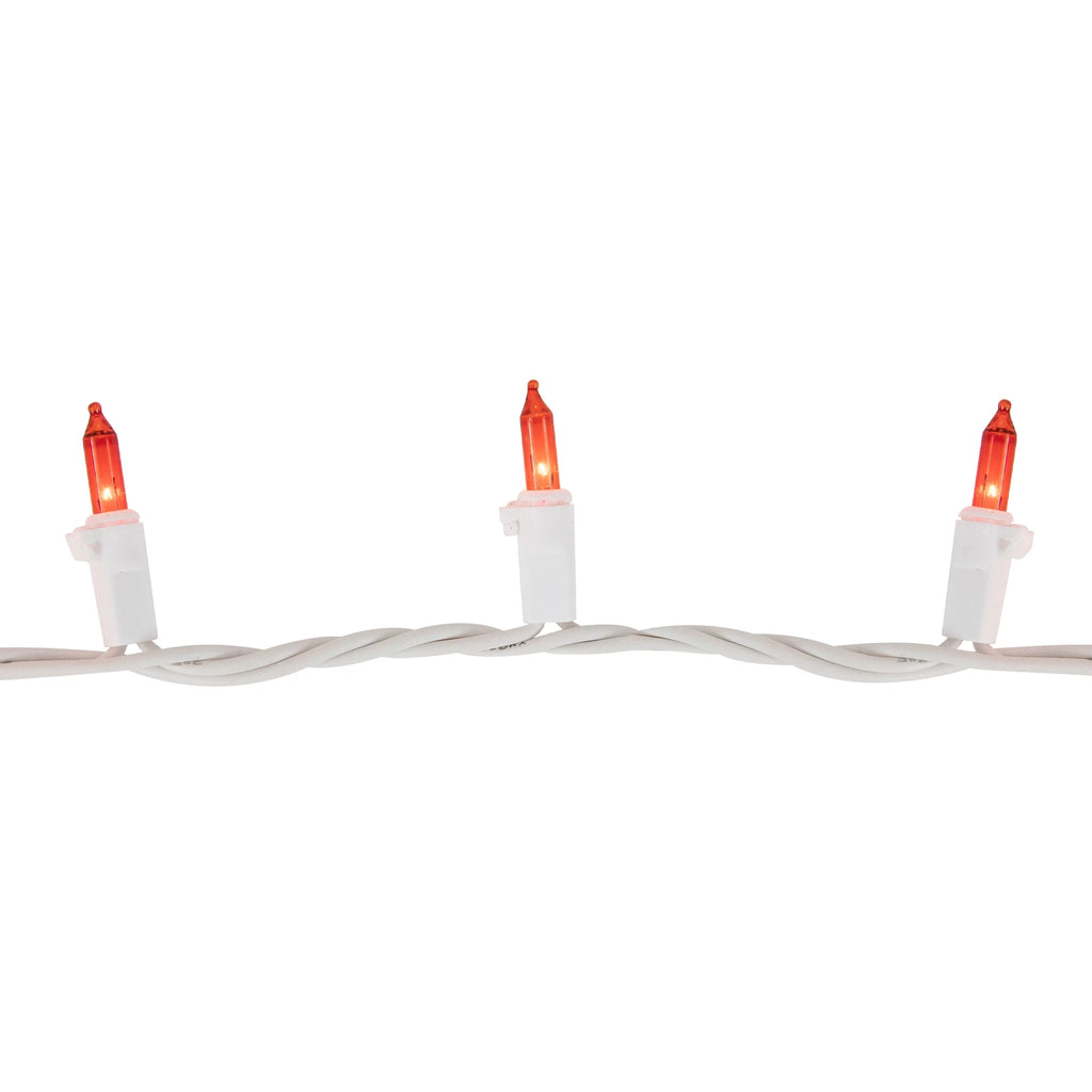 Mini Incandescent Christmas Lights, Orange, 100 Count, White Wire – view 4