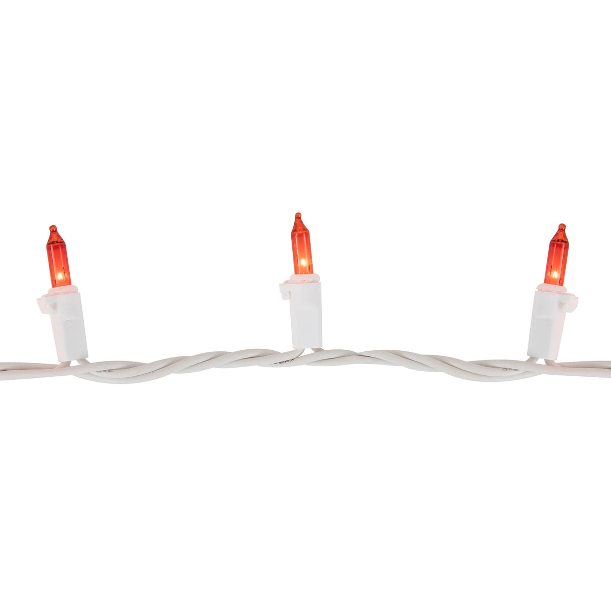 Mini Incandescent Christmas Lights, Orange, 100 Count, White Wire – view 4