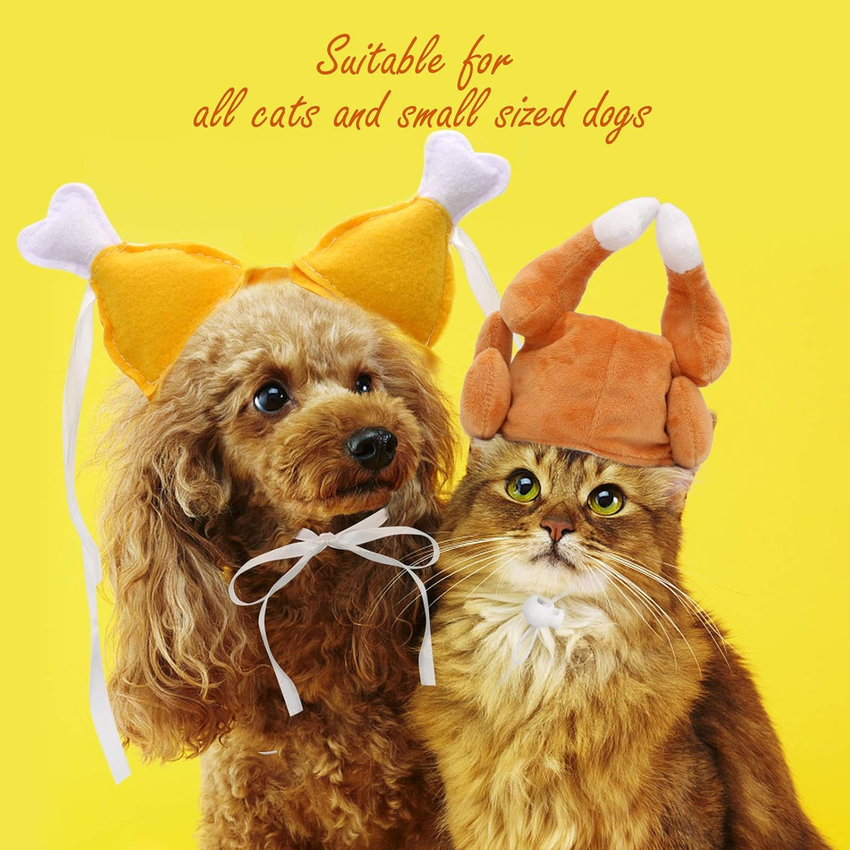 Thanksgiving Cat Costume 2 Pack - Pet Turkey Hat Thanksgiving Apparel for Cats and Small Dogs