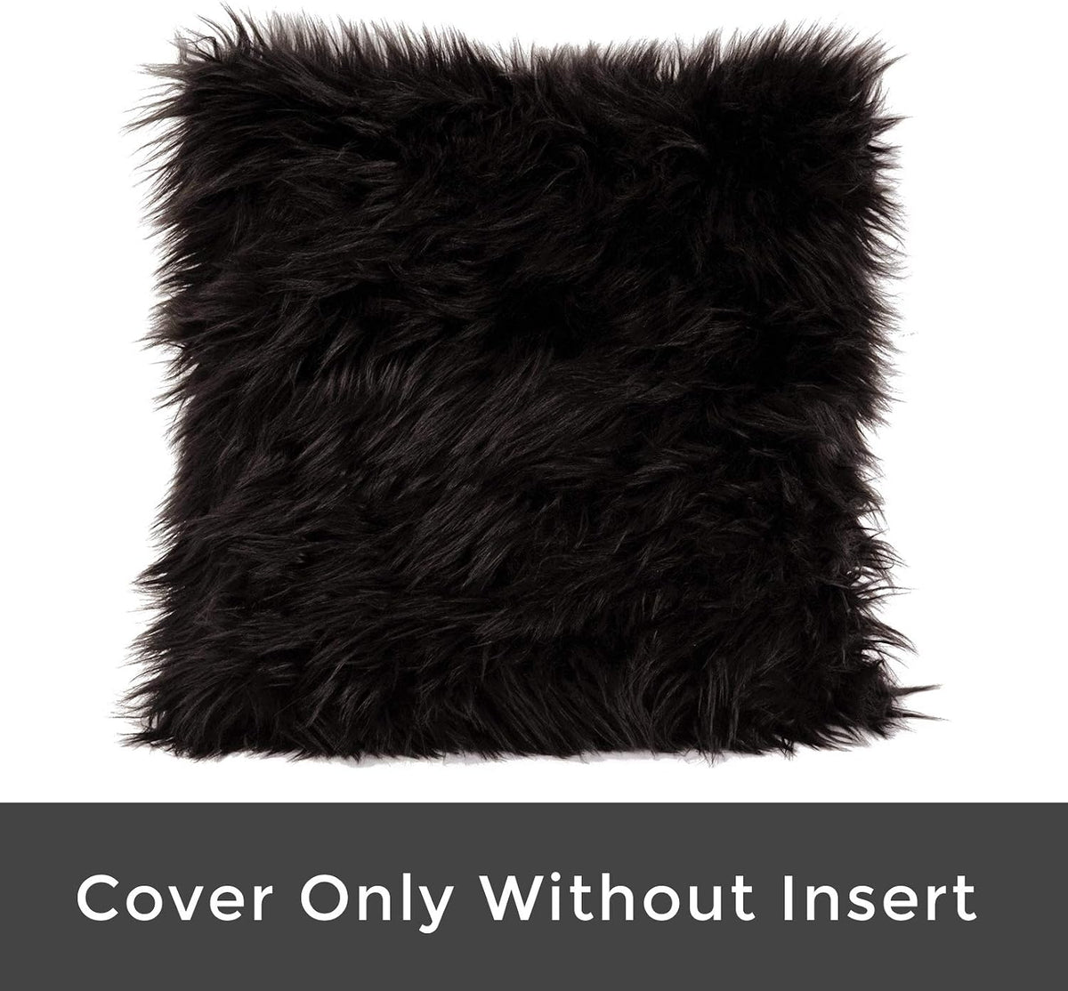 Faux Fur Pillow Covers, 18×18, Black, Set of 2 – view 8