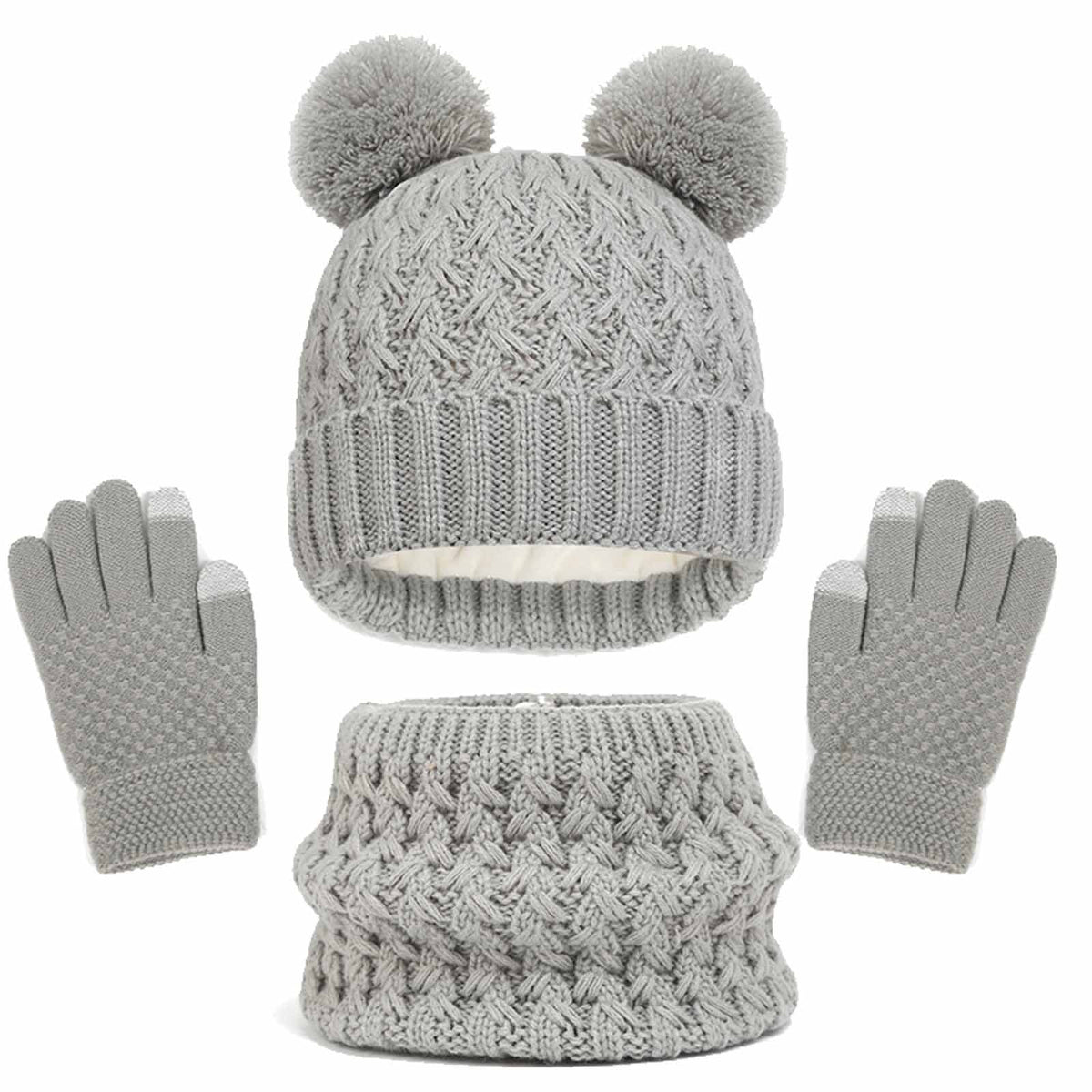 Toddler Hats Kids Winter Beanie Hat Warm Knit Thick Ski Cap with Pompom and Scarf Gloves Set for Girls Boys