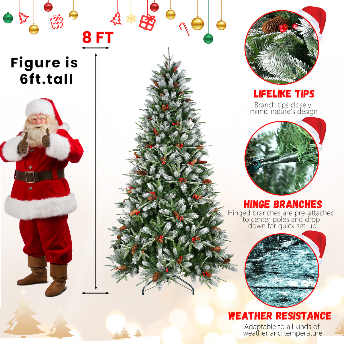 Artificial Christmas Tree with Berries & Pine Cones – view 8