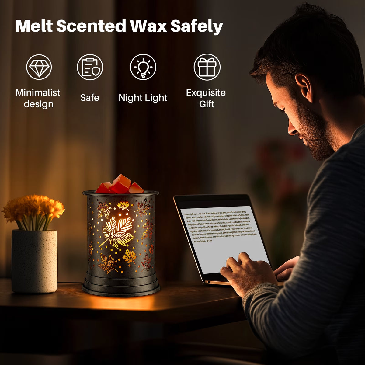 Electric Wax Melt Warmer,  Metal Wax Warmer, Scented Candle Wax Burner for Gift