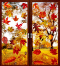 6 Sheets 200Pcs Thanksgiving Window Clings, Autumn Maple Leaves Windows Static Stickers for Thanksgiving Day Window Decoration