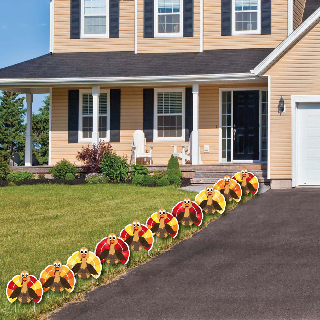 Thanksgiving Turkey - Turkey Lawn Decorations - Outdoor Fall Harvest Yard Decorations for Thanksgiving - 10 Piece