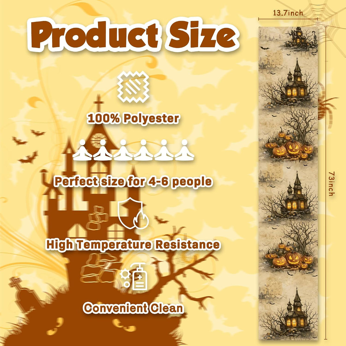 Halloween Party Decorations - Pumpkin Castle Table Runner