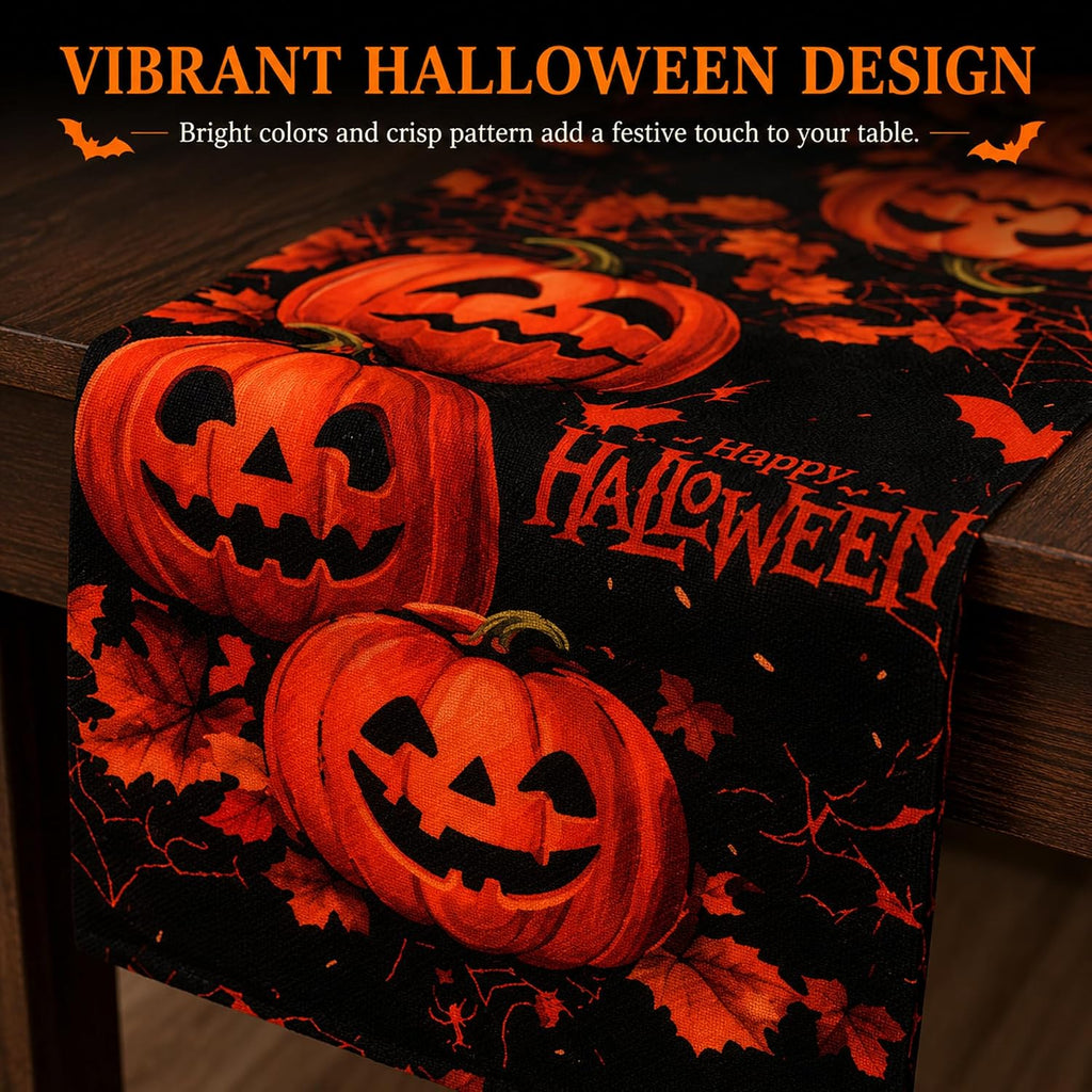Halloween Party Decorations - Happy Halloween Pumpkin Table Runner