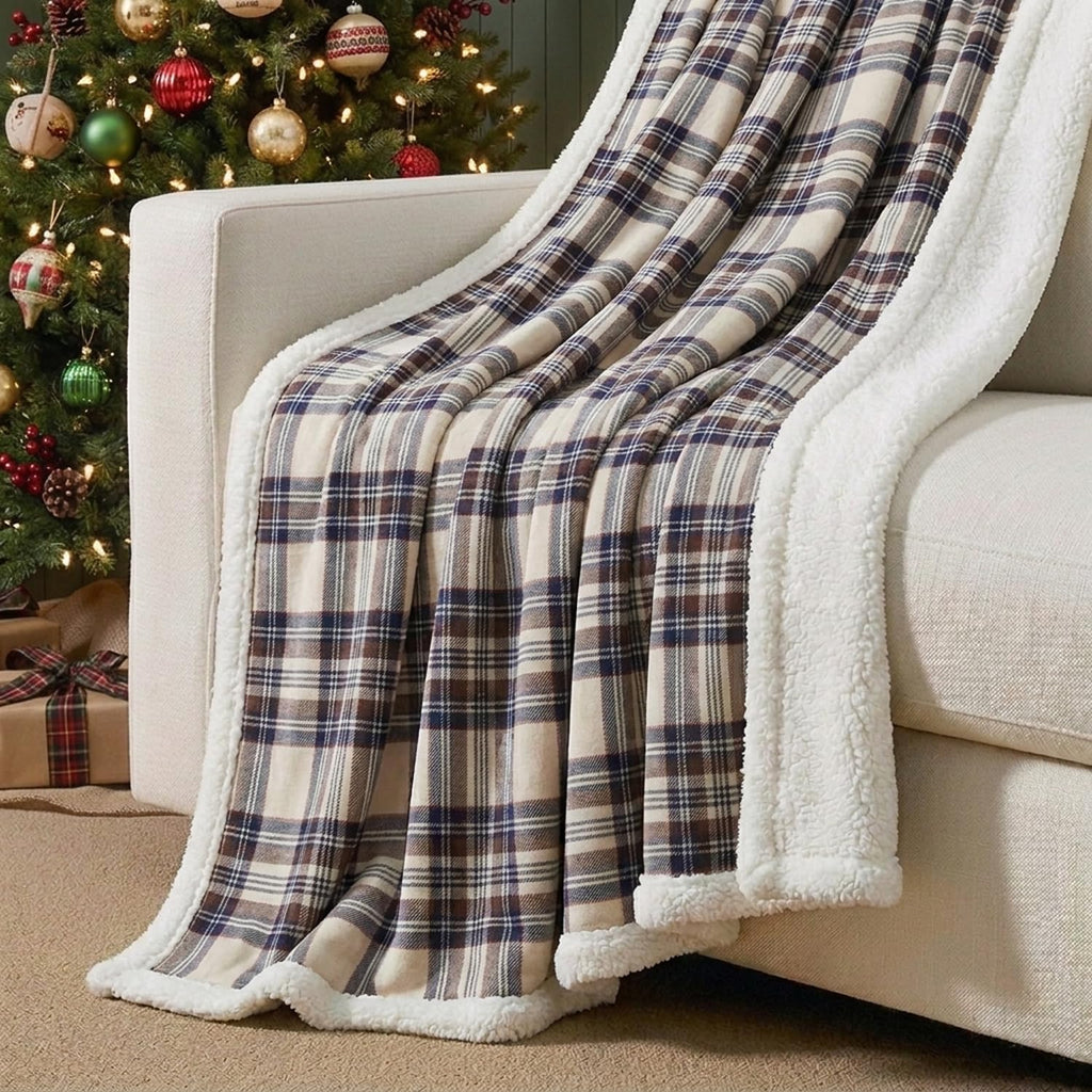 Eddie Bauer - Sherpa Reverse Throw Blanket for Bed or Couch, 50 X 60