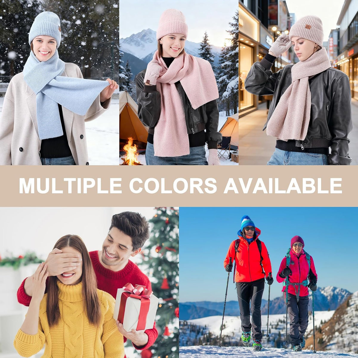 Womens Warm Beanie Winter Hat Touchscreen Gloves Set Gifts for Women