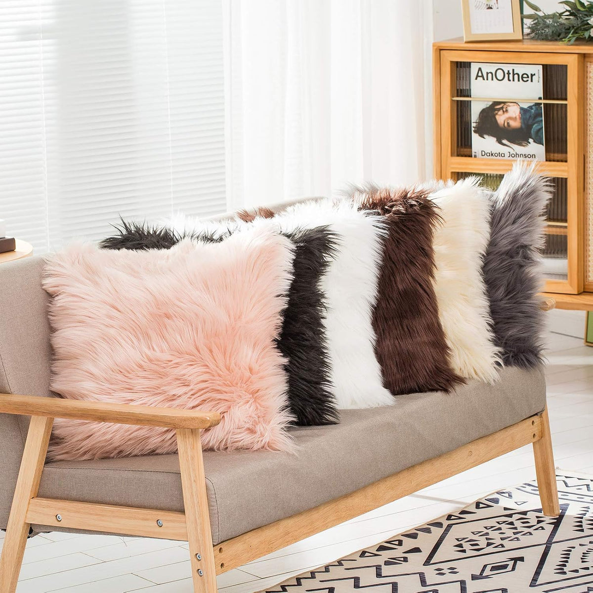 Faux Fur Pillow Covers, 18×18, Black, Set of 2 – view 4