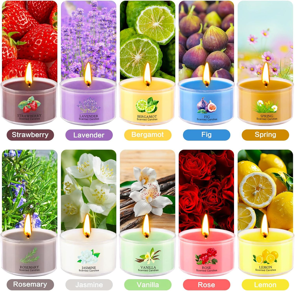 20 Pack Scented Candles, 1.6Oz Mini Jar Holiday Gift Set with 10 Fragrances & Colors, Natural Soy Wax Aromatherapy Candles for Christmas, Home, Party Decor, Candle Gifts for Women, Her, Mom