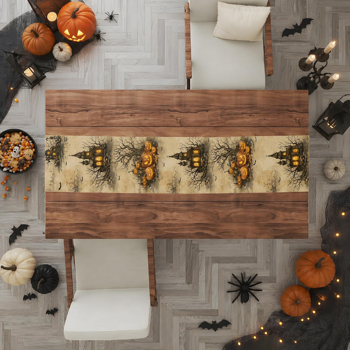 Halloween Party Decorations - Pumpkin Castle Table Runner