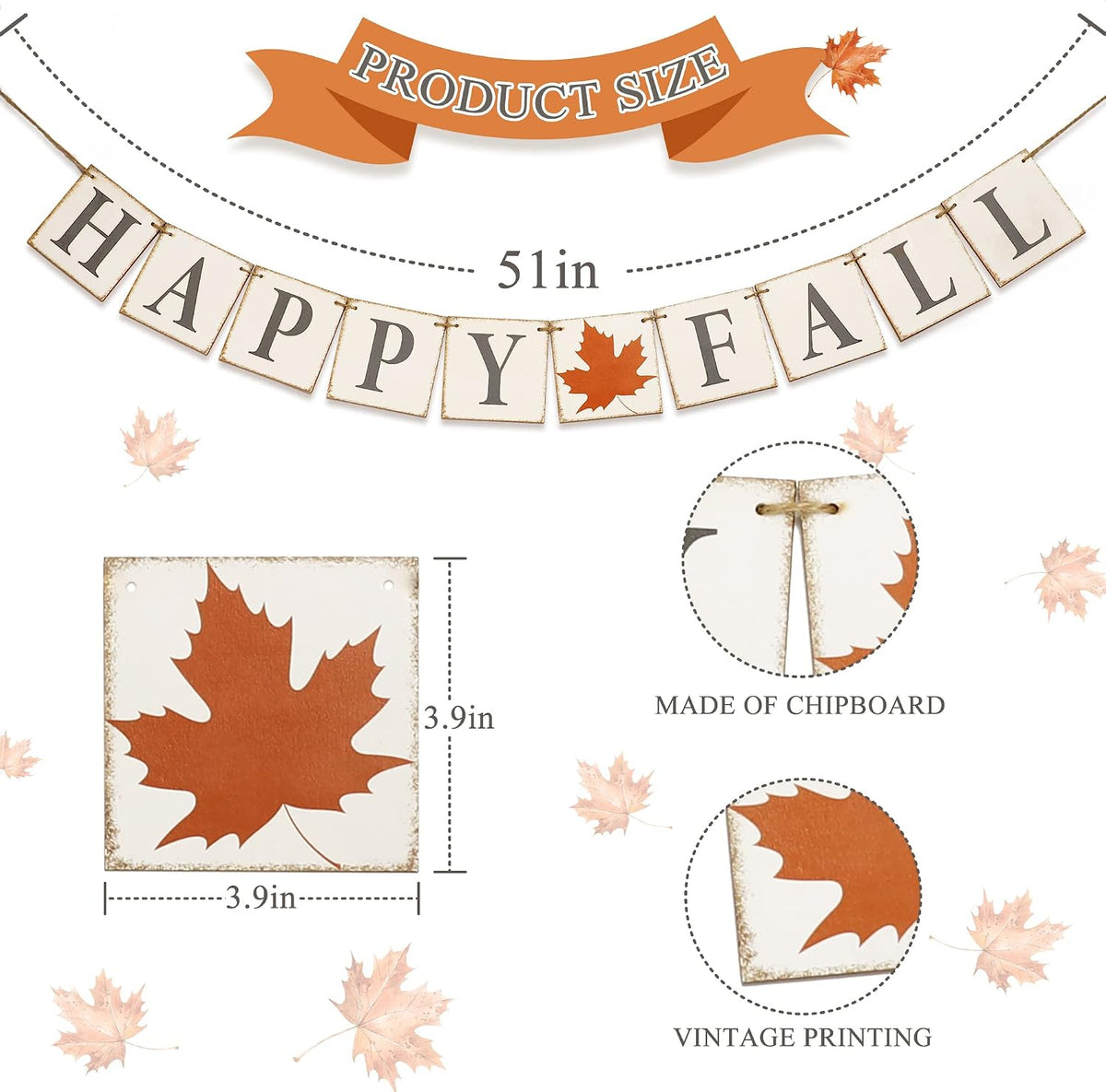 Happy Fall Wooden Banner – view 2