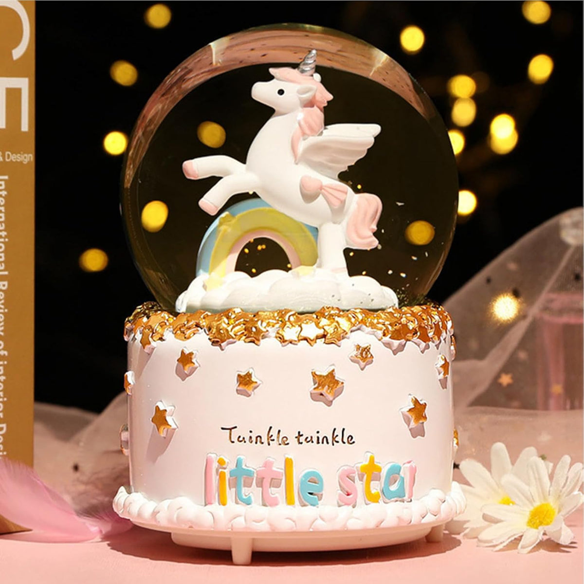 Unicorn Snow Globe for Kids, Musical Snowball with Colorful Lights Automatic Snowfall, for Girl Boy Christmas Birthday Ideal Choice, 4X6.3Inch Music Box