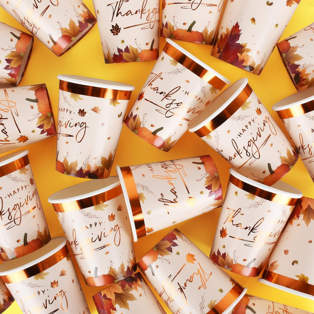 Thanksgiving Party Supplies Maple Leaves Disposable Paper Cups for Thanksgiving Dinner Party Fall Party Decorations, 9OZ 20 Pack