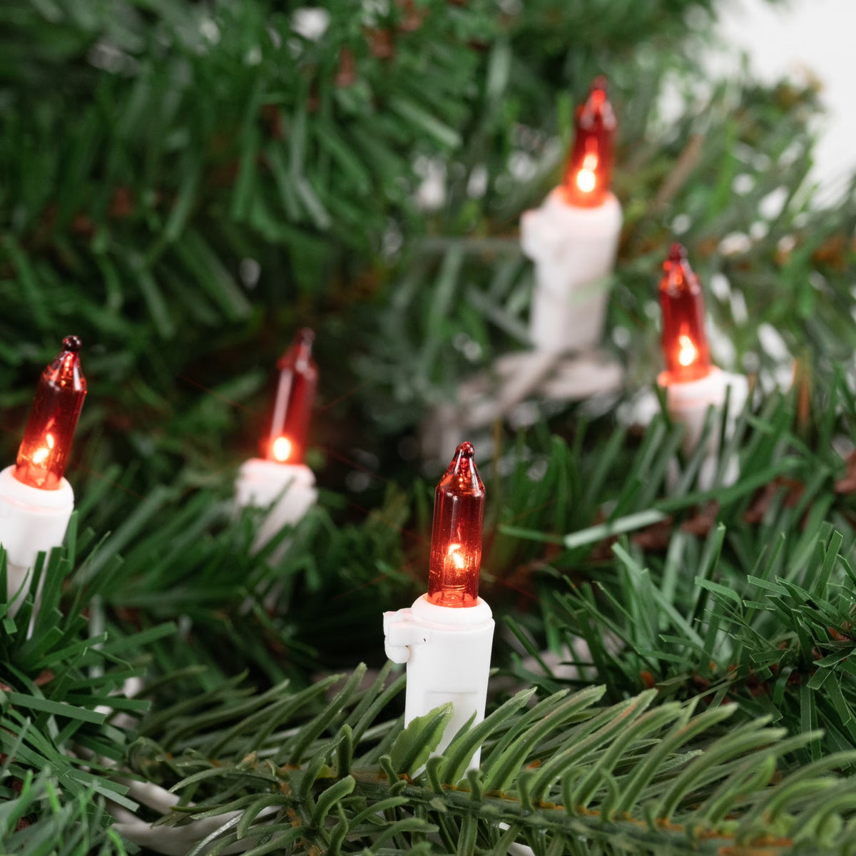 Mini Incandescent Christmas Lights, Orange, 100 Count, White Wire – view 3