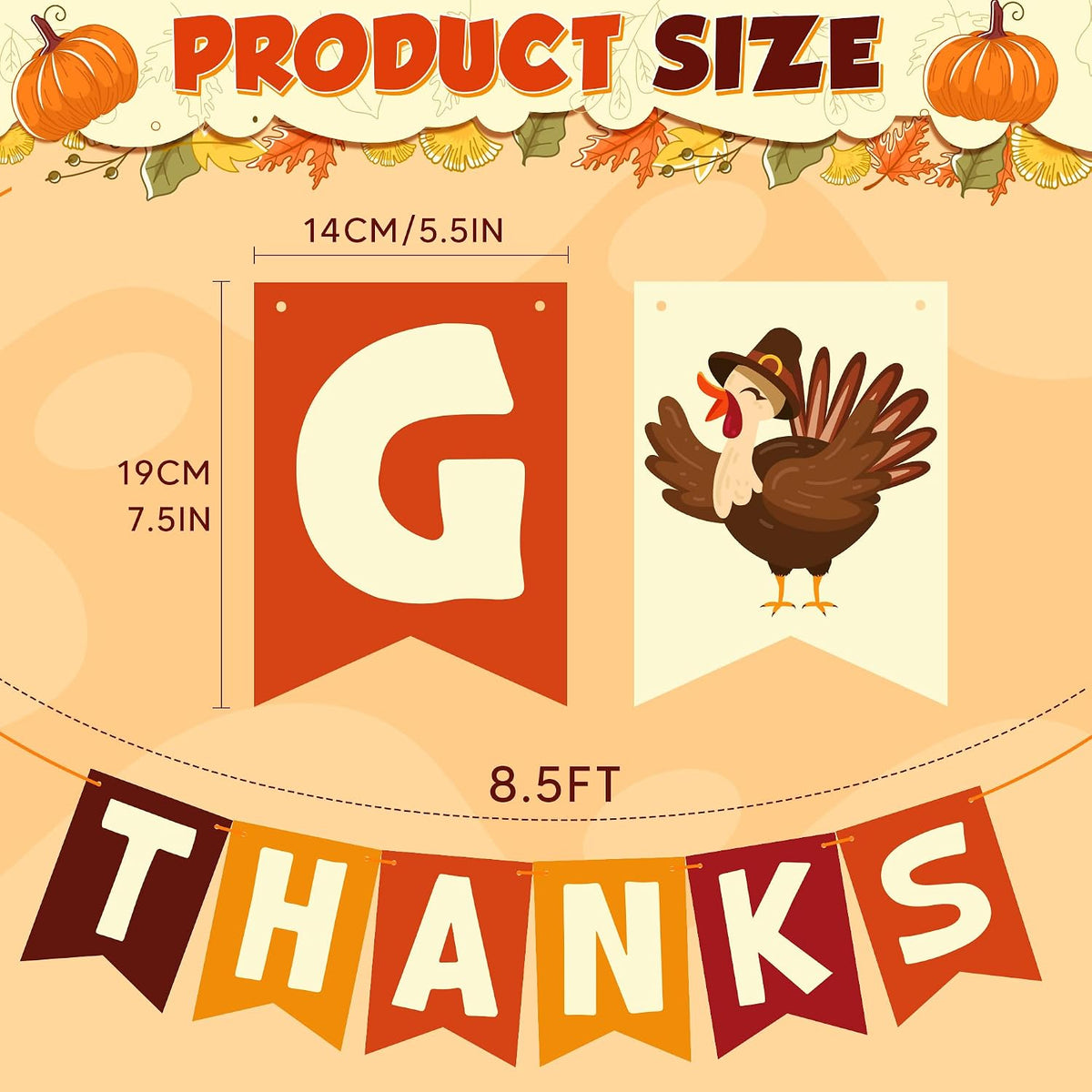 Thanksgiving Decorations - GIVE THANKS Banner | Friendsgiving Party Decorations for Indoor Outdoor outside - Thanksgiving Garland for Front Door | THANKSGIVING Backdrop Wreath for Window Wall