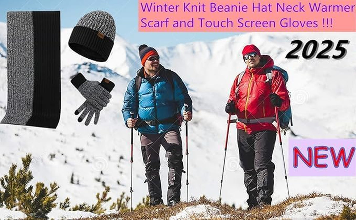 Men's Knit Beanie, Scarf & Touchscreen Gloves Set – view 2