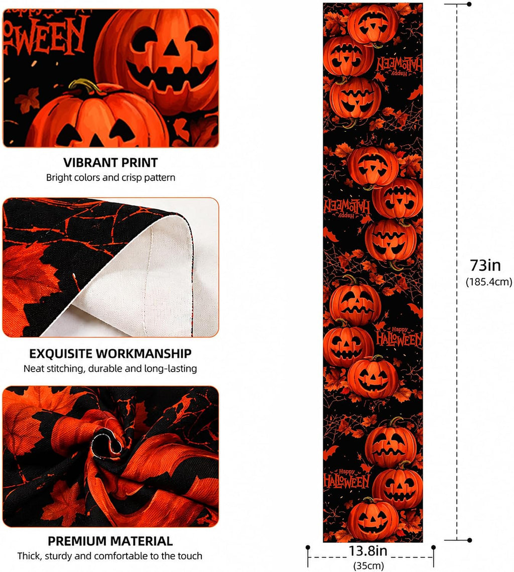 Halloween Party Decorations - Happy Halloween Pumpkin Table Runner