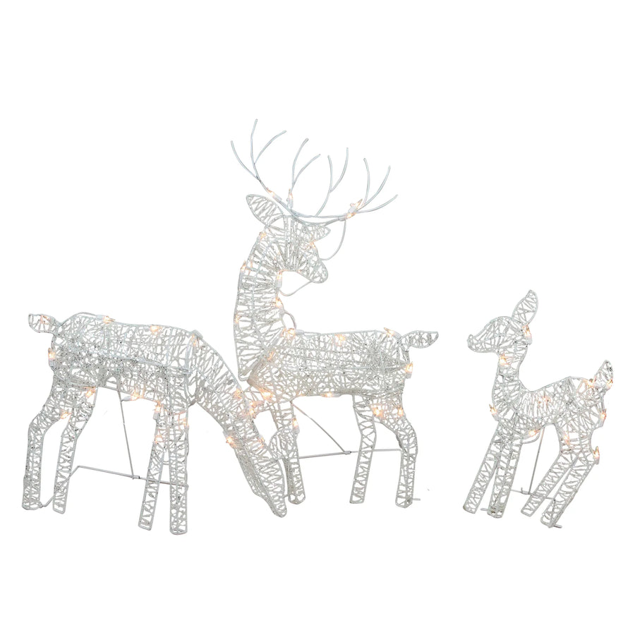 Lighted Glittered Deer Family, 30", Set of 3