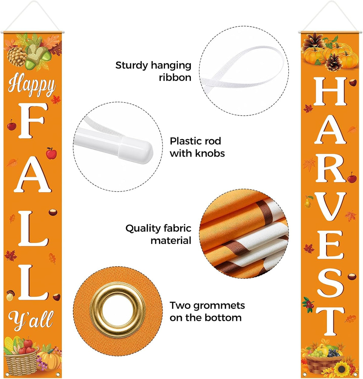 Happy Fall Welcome Porch Banner, 72×12 – view 4