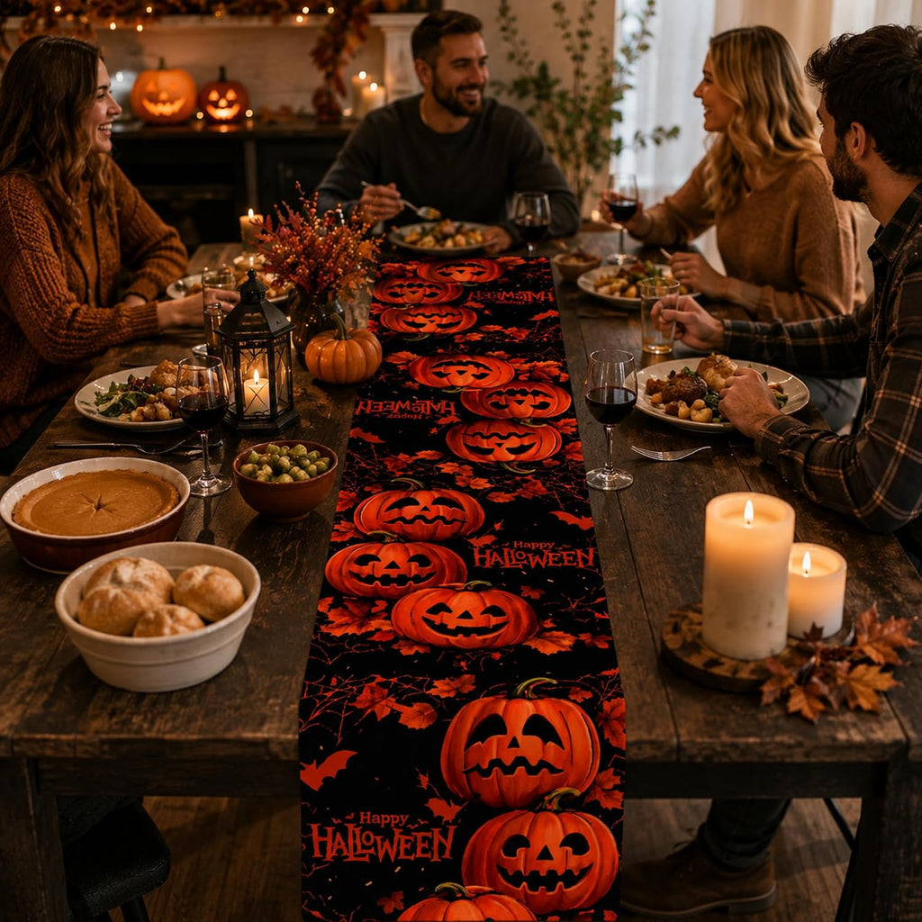 Halloween Party Decorations - Happy Halloween Pumpkin Table Runner