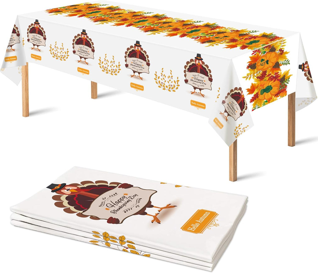 2 Pack Thanksgiving Tablecloth Disposable - Fall Party Supplies for Thanksgiving Table Decor | Friendsgiving Party Decorations | Thanksgiving Decorations 54" X 108"