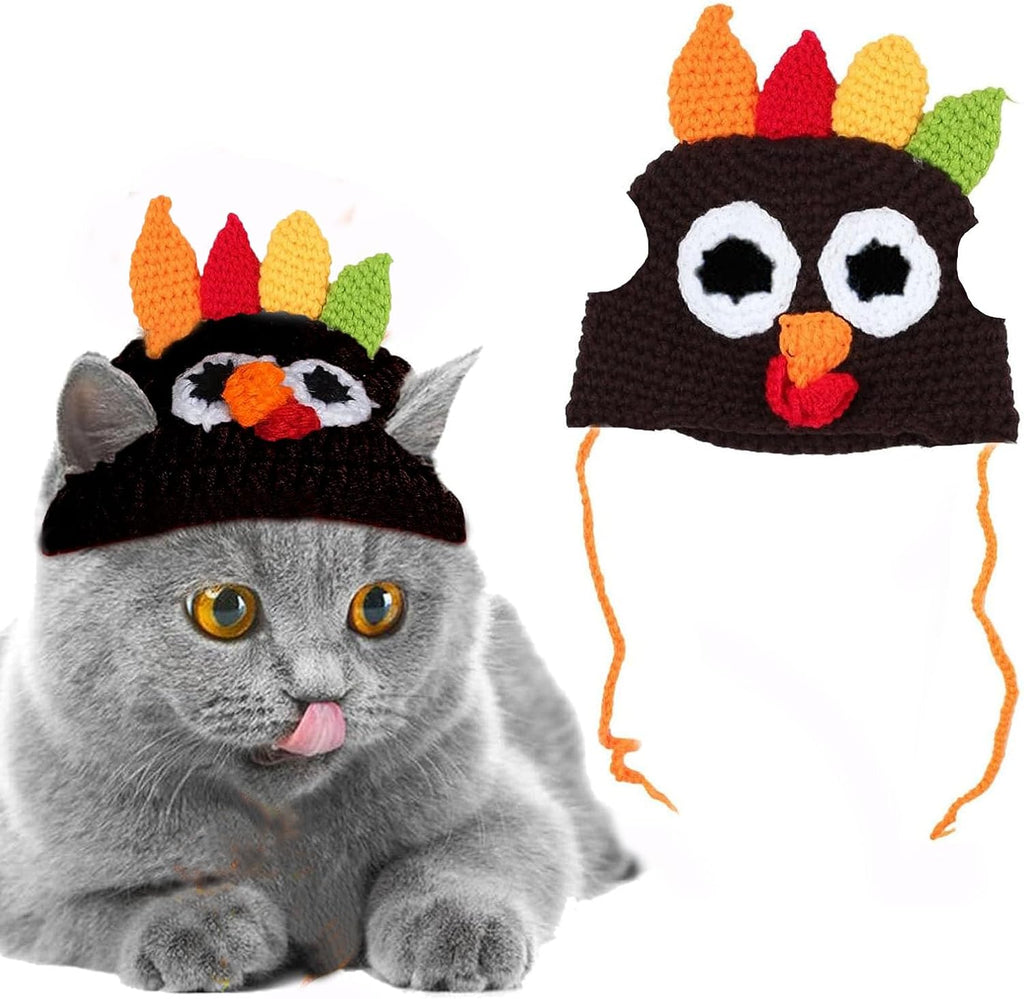 Thanksgiving Cats Costume Cat Turkey Drumstick Hat for Small Dog Kitten Thanksgiving Party Costume Cosplay Accessory Headwear