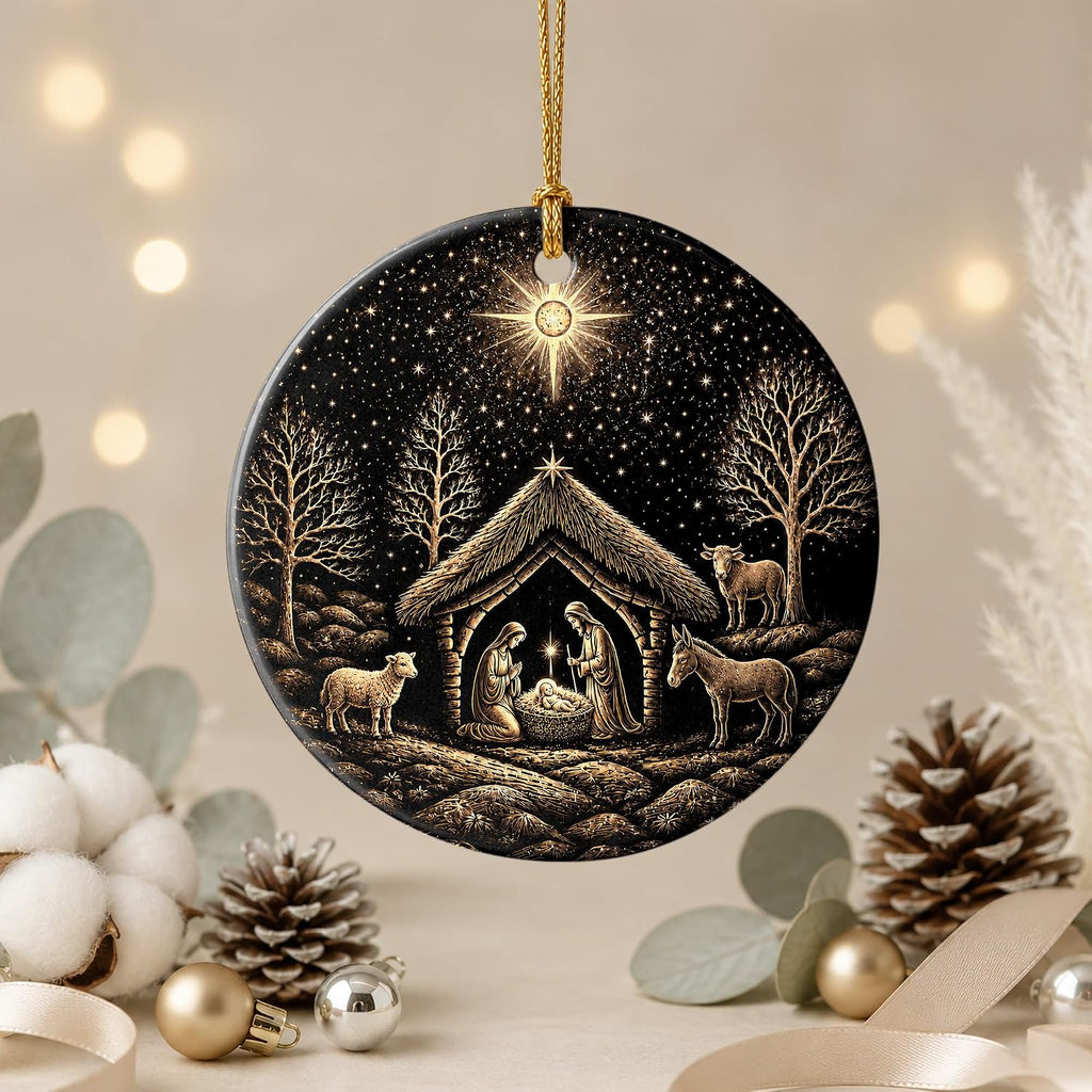 Nativity Scene Ceramic Ornament – view 3