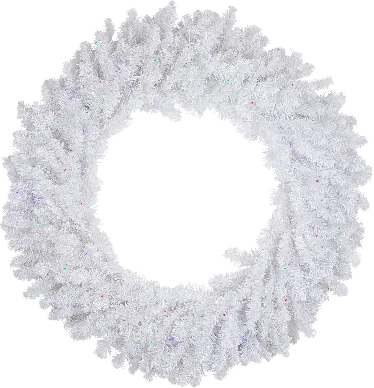 Pre-Lit White Pine Wreath, 36", Battery Operated, Multicolor LED
