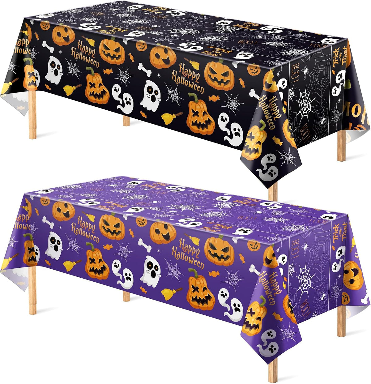 Halloween Decorations - Disposable Plastic Halloween Tablecloth | Halloween Party Decorations Favors Supplies for Table Decor Indoor Outdoor Backdrop Banner,2 Pack